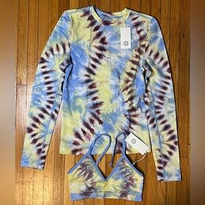 Tory Burch Seamless Tie-Die Long Sleeve Top & Bralette